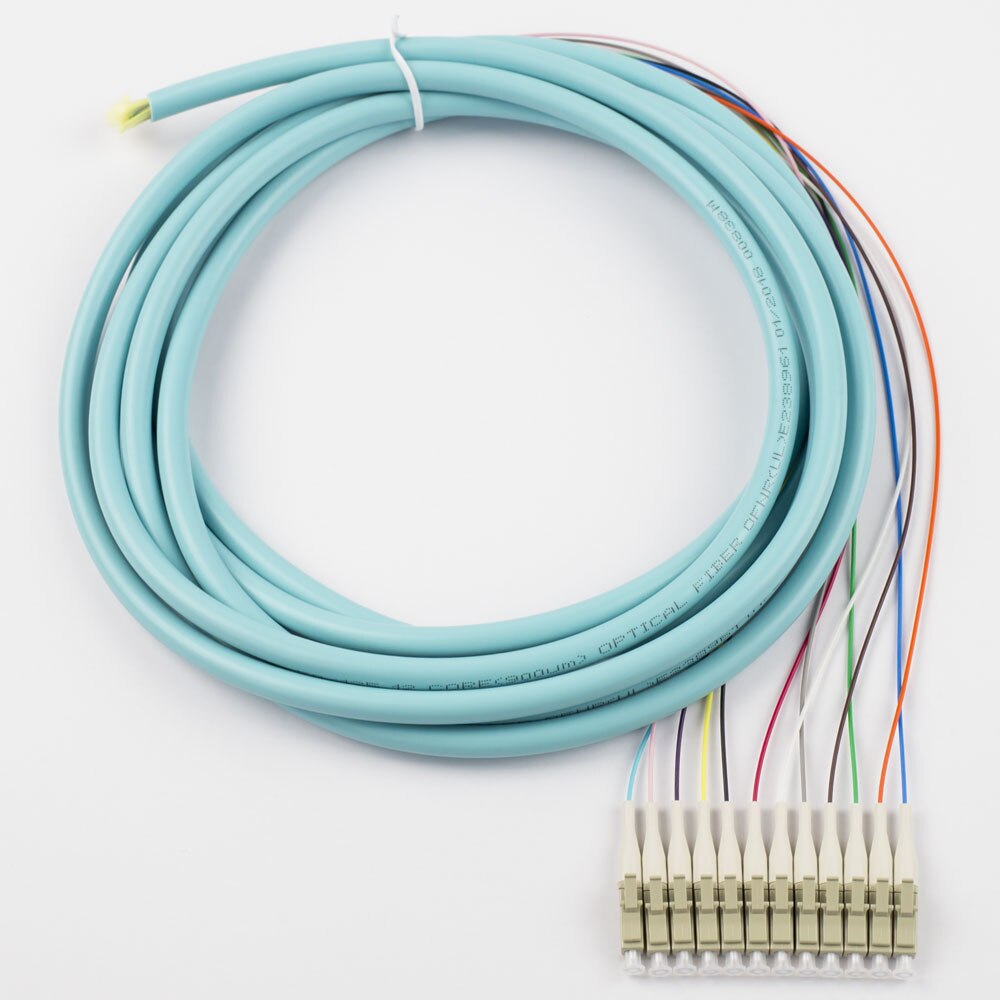 OM3 50/125 Multimode 12-Strand Fiber Optic Pigtail