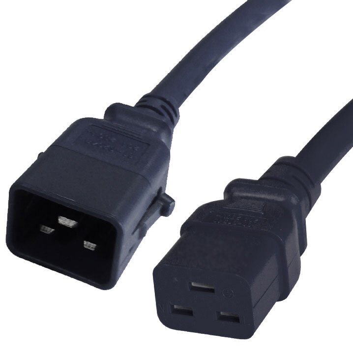 Locking IEC320 C20 to IEC320 C19 Power Cord (12AWG 250V/20A)