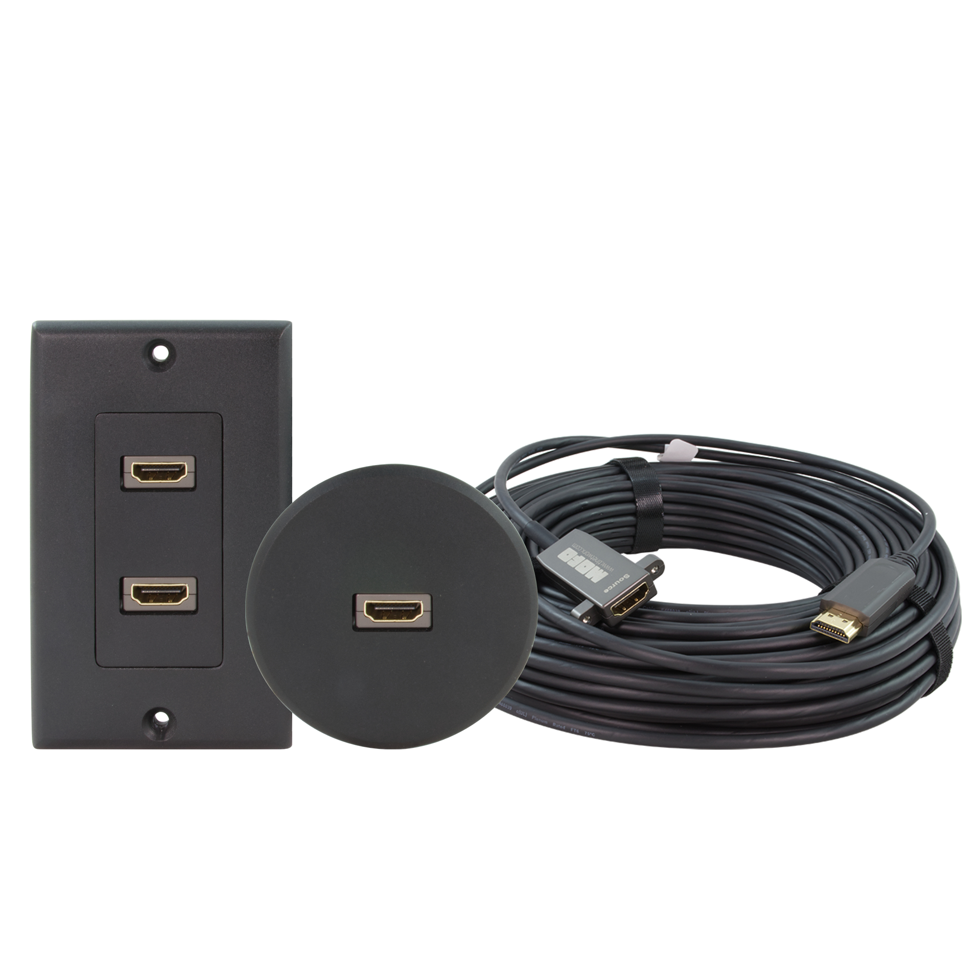 HDMI (18 Gbps) over Hybrid Fiber Cable with Plate Connection
