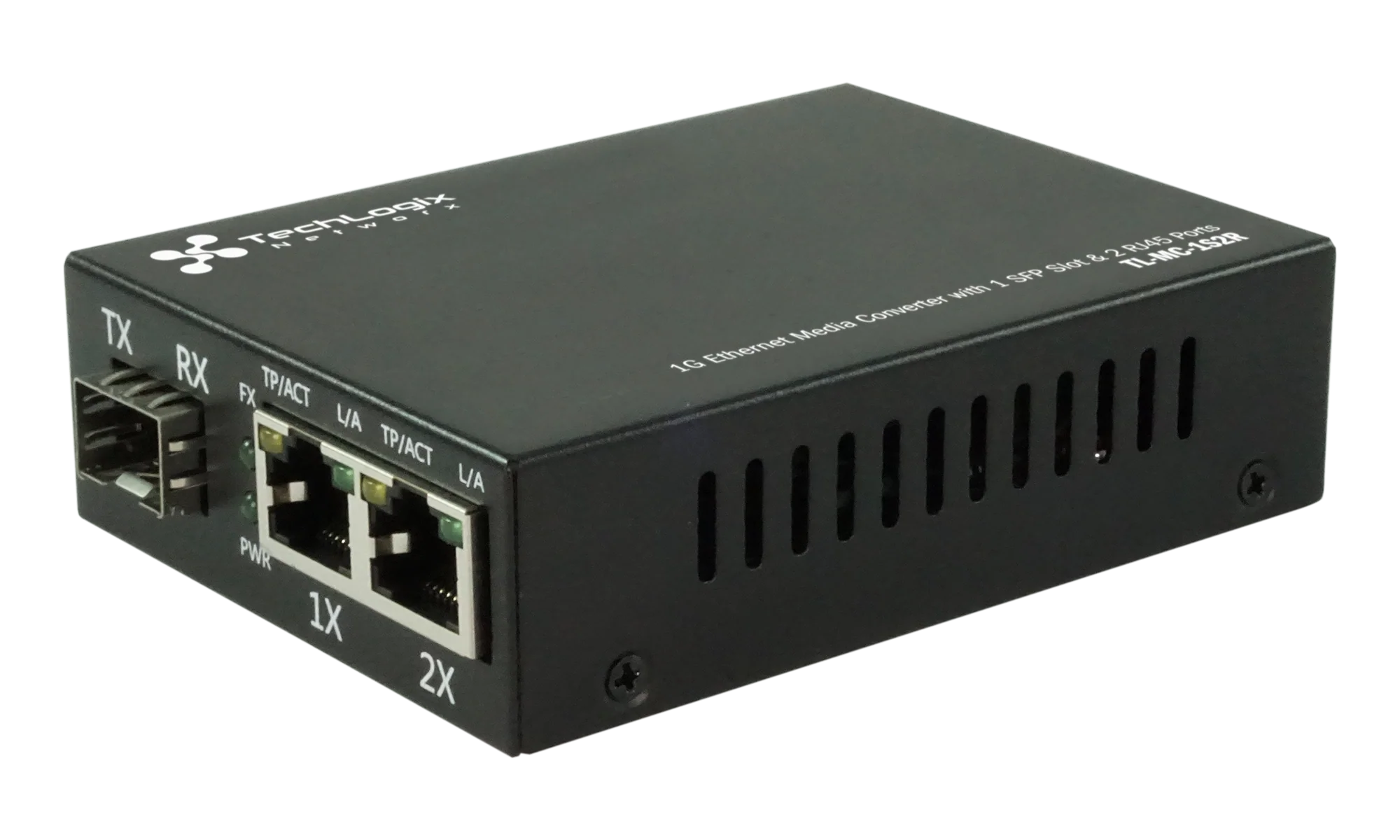 1G Ethernet Media Converter with 1 SFP Slot and 2 RJ45 Ports