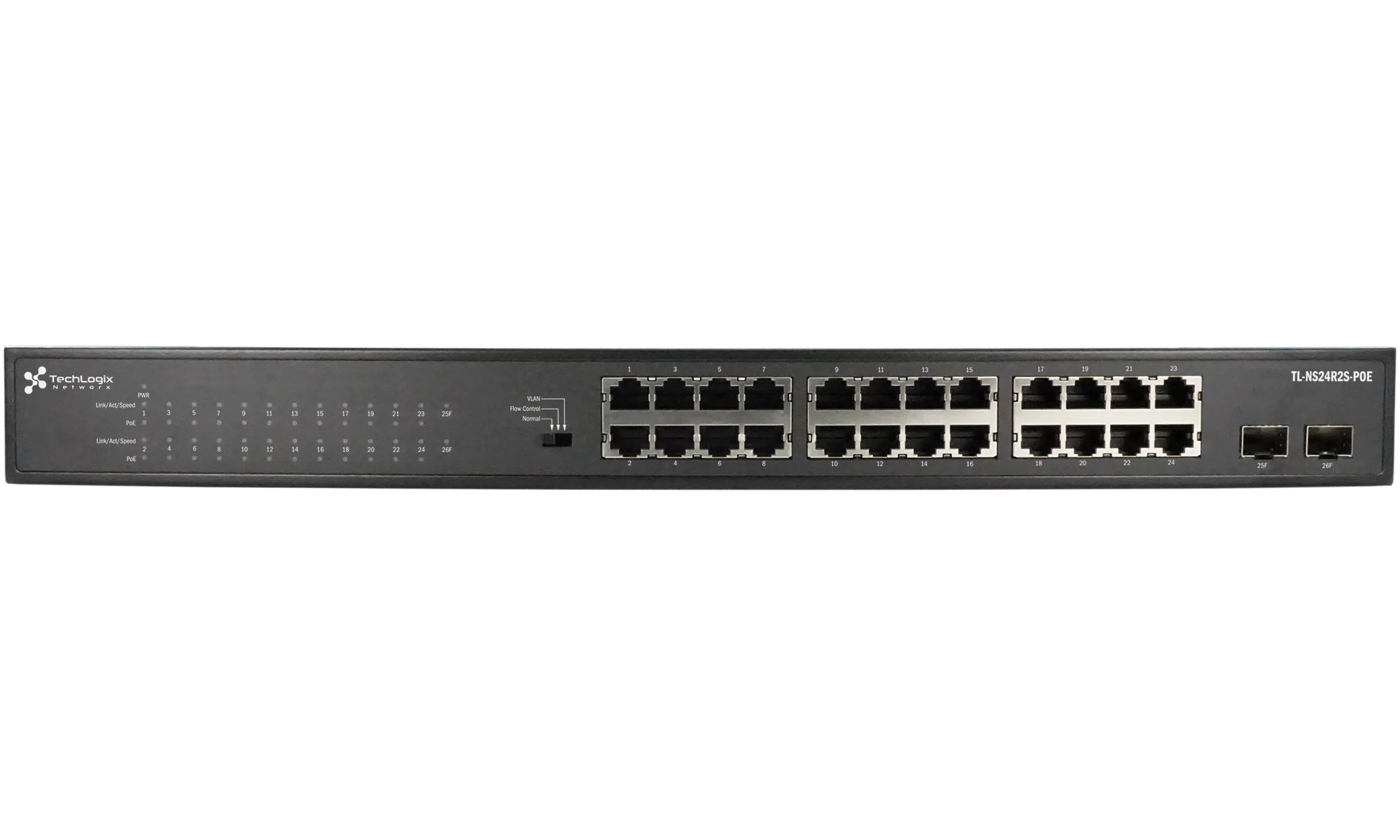 1G Network Switch with 24 RJ45 and 2 SFP - 30W PoE+