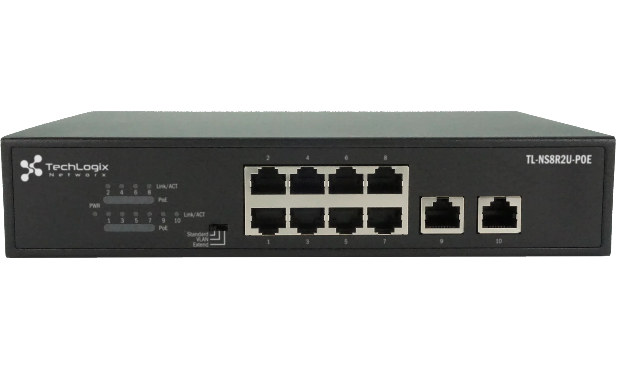 1G Network Switch with 8 RJ45 & 2 RJ45 uplink - 30W PoE+